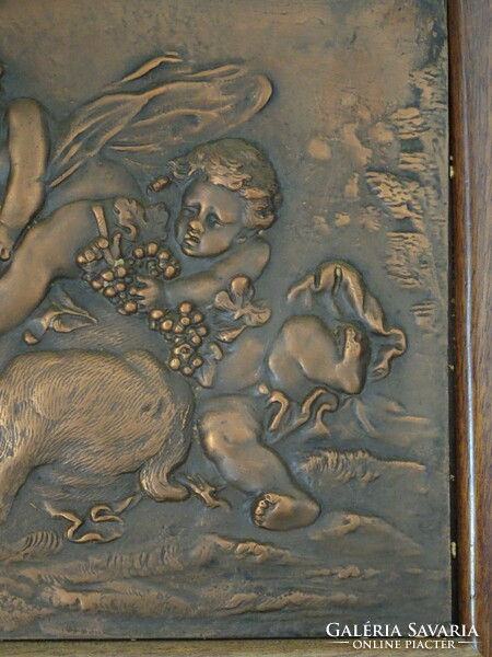 Very nice bronze relief mural with puttos.