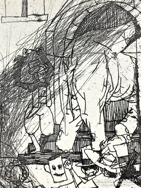 Béla Kondor (1931-1972): illustration, etching for defenseless heroes, oeuvre catalog 65/41