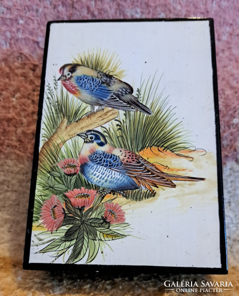 Antique lacquer box, wooden lacquer box with birds 1. (L3741)