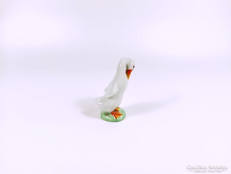 Herend, feathered white goose, bird, hand-painted porcelain figure, perfect! (H117)
