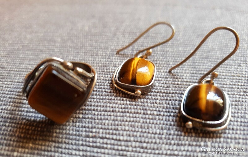 Tiger's eye silver jewelry set