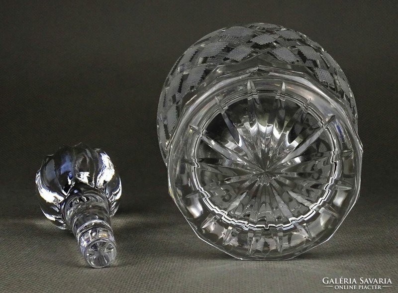 1M967 Régi talpas kristály dugós üveg 29 cm