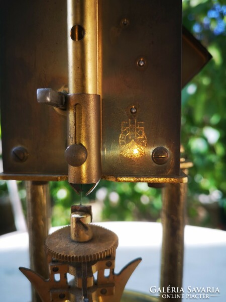 Art deco 400-day annual glass drilling table clock marked, engraved dial, beautiful cube shape