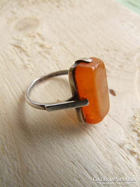 Silver ring with amber (220424)