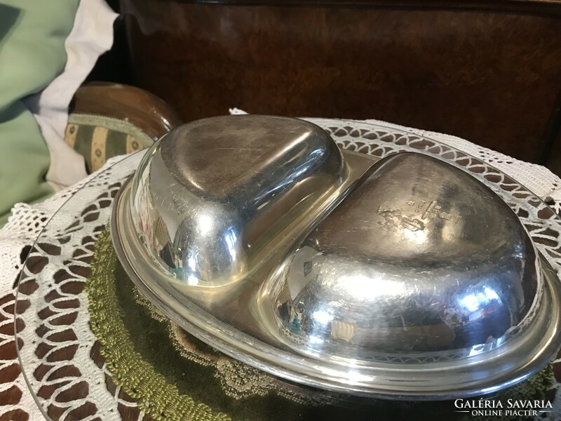 Antique rarity, silver-plated, extremely special, larger-sized, divided serving plate, treat tray