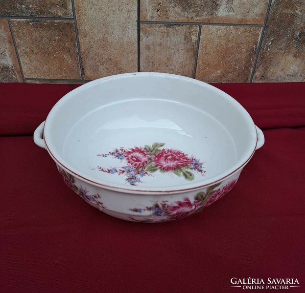 2 Ears eared carnation flower beaded scone bowl peasant bowl, nostalgia piece peasant comatose
