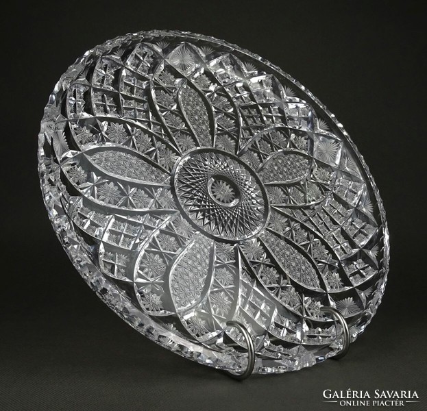 1M980 Nagyméretű süteményes kínáló tál kristály tál tálca 28 cm