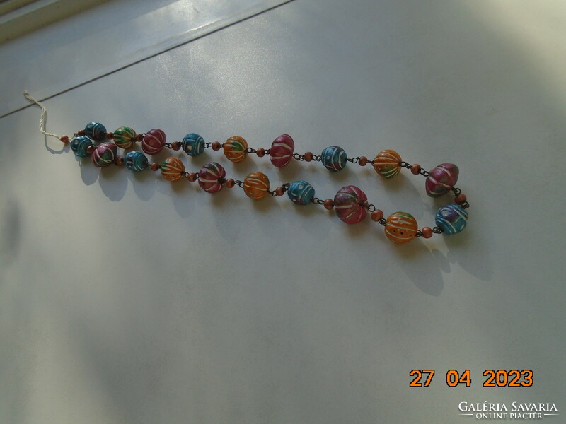 Hand Painted Handmade Unique Ceramic Colorful Melon and Pumpkin Beaded Necklaces