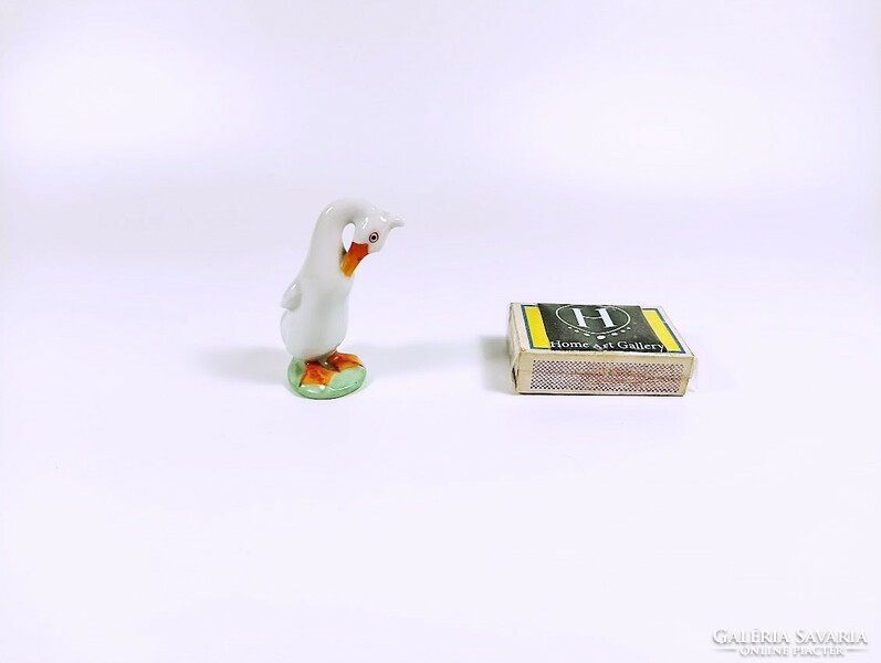 Herend, feathered white goose, bird, hand-painted porcelain figure, perfect! (H117)