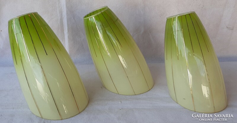 3 Pieces of retro hand-painted glass lampshade