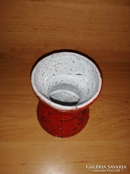 Retro rücskös kerámia piros váza - 9,5 cm magas (22/d)