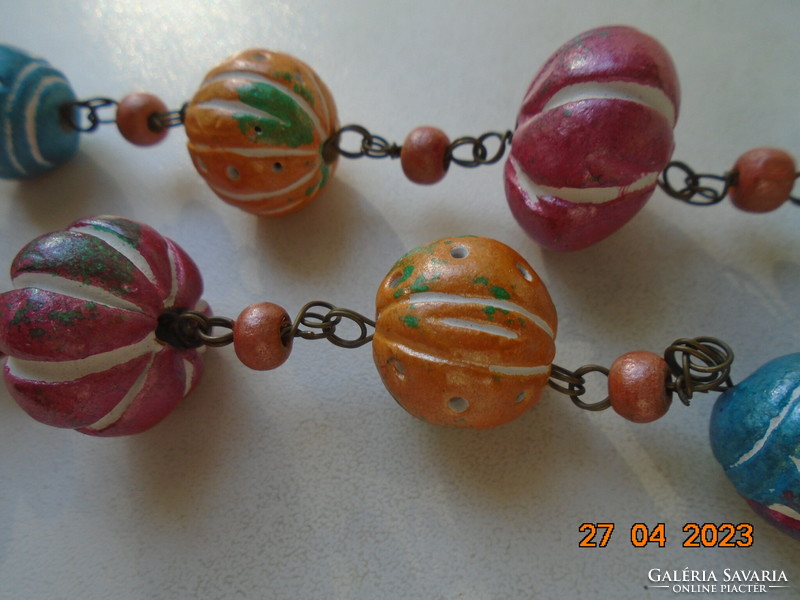 Hand Painted Handmade Unique Ceramic Colorful Melon and Pumpkin Beaded Necklaces