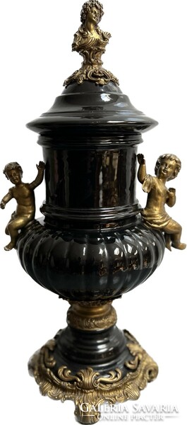 Sculptural black urn vase