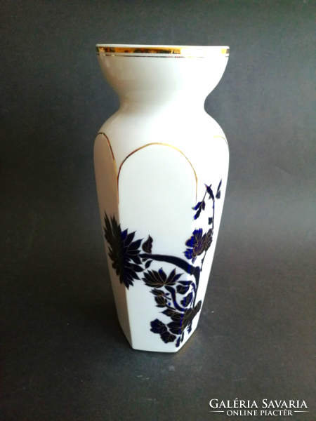 Large (35cm) raven house cobalt blue and gilded pattern porcelain vase - ep