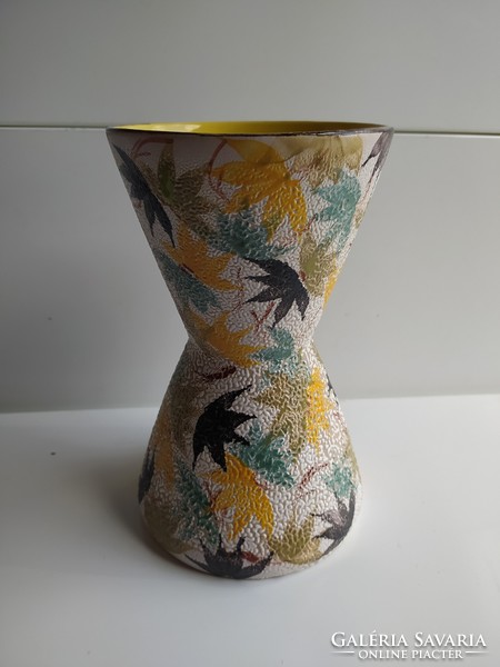 Retro vase - with bright decor, rarer form, marked, flawless, 20 cm