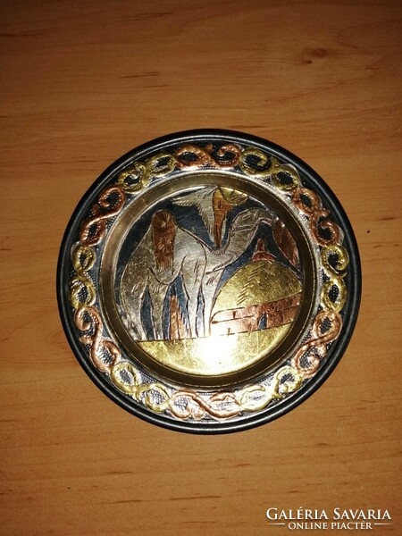 Copper wall plate with camel pattern - dia. 12 Cm (square)