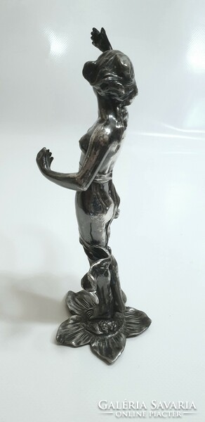 Silver-plated art nouveau pewter statue