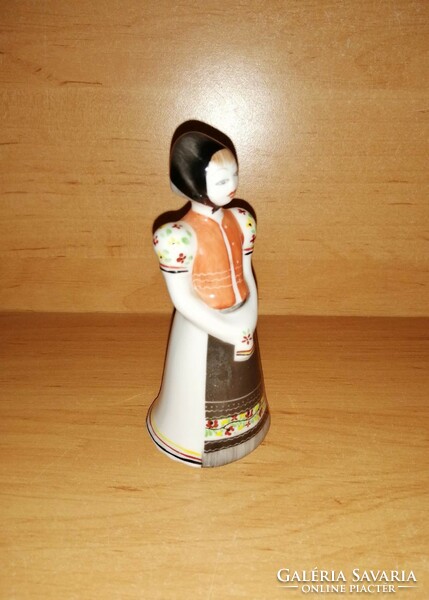 Hollóházi porcelán népviseletes lány figura - 11 cm magas (po-2)