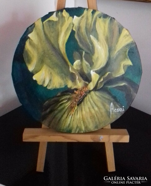 Yellow iris c. Painting, still life