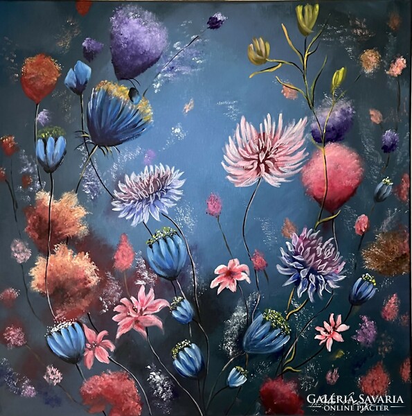 Pető bell++50x50+ wild flowers modern acrylic painting