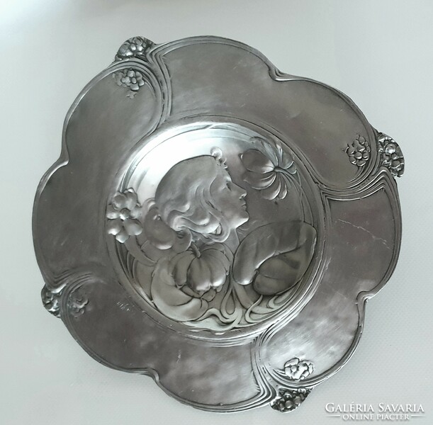 Wmf silver-plated art nouveau pewter bowl, offering