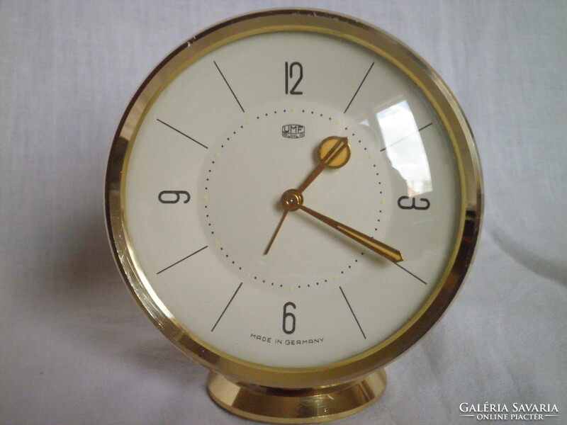 Vintage brass alarm clock, umf ruhla, Germany, 1960s