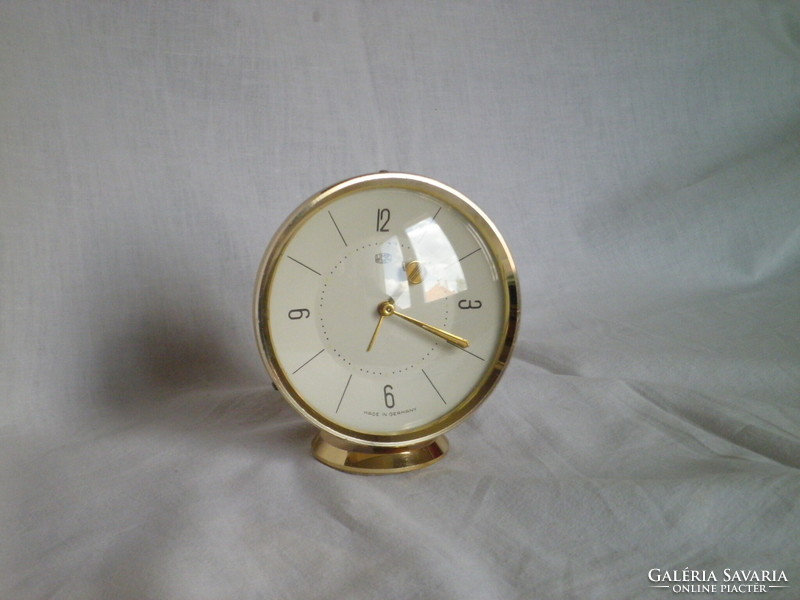 Vintage brass alarm clock, umf ruhla, Germany, 1960s