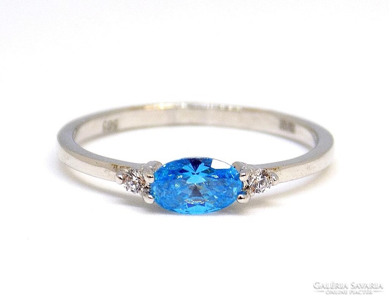 White gold ring with blue and white stones (zal-au117464)