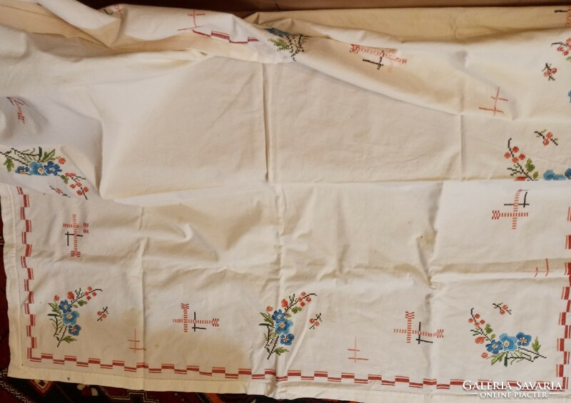 Old retro embroidered tablecloth