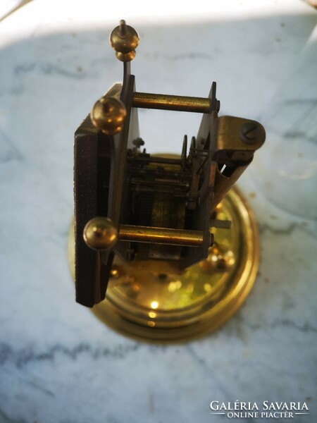 Art deco 400-day annual glass drilling table clock marked, engraved dial, beautiful cube shape