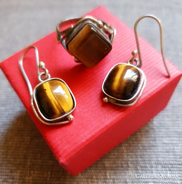 Tiger's eye silver jewelry set