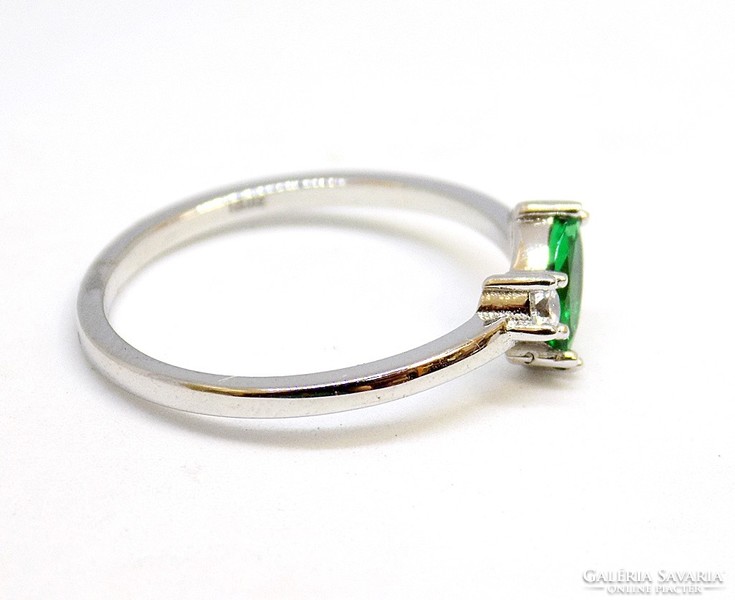 White gold ring with green and white stones (zal-au117465))
