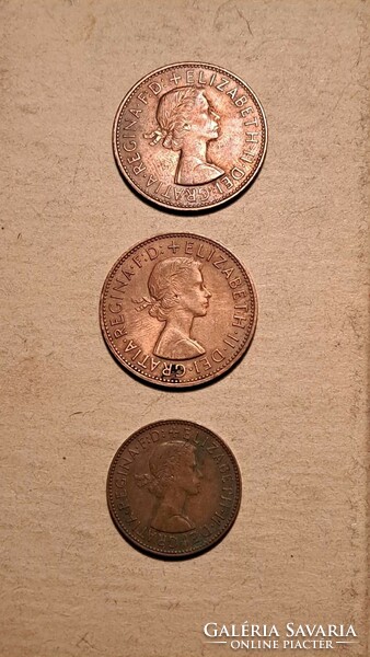II. Erzsébet 1 penny 1963 ,1966 .fél penny 1960