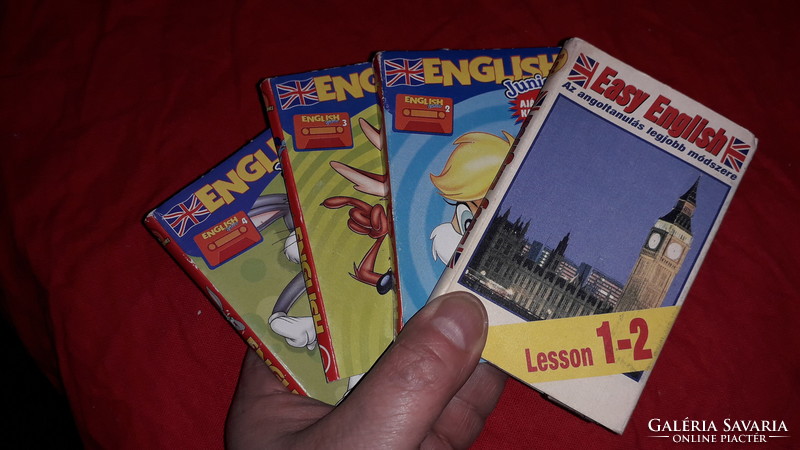 English-Hungarian retro language learning aid cassette package, all 4 as shown in the pictures