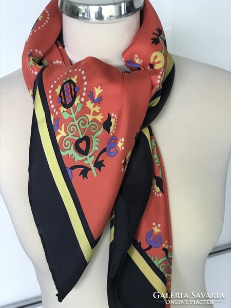 Vintage selyemkendő, Estée Leveque márka, 86 x 85 cm