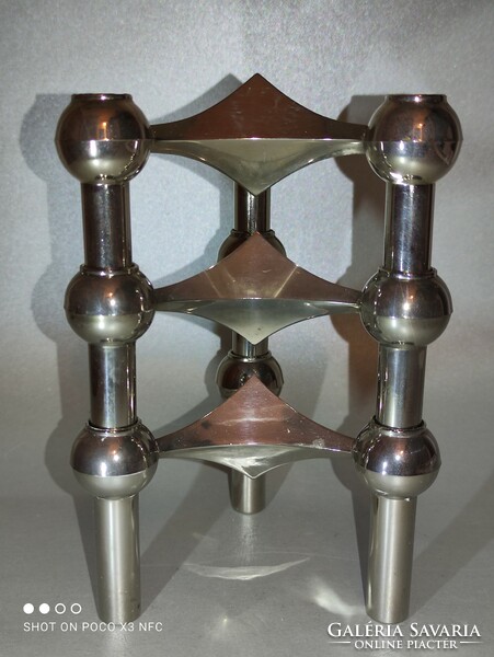 Mid century ceasar stoffi & fritz nagel bmf chrome metal design candle holder 3 pcs 1960s