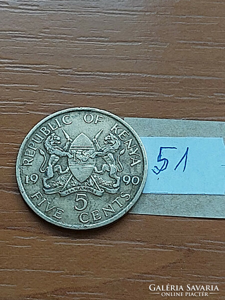 Kenya 5 cents 1990 daniel toroitich arap moi 51.