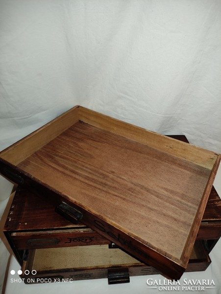 Antique zatócsbolti 3-drawer fort setilin wooden box cabinet sewing box thread holder 