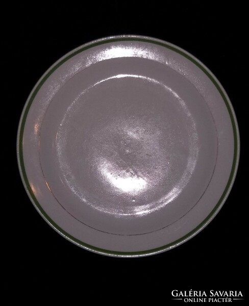 Zsolnayi porcelán tányér zöld csíkos 19,5 cm