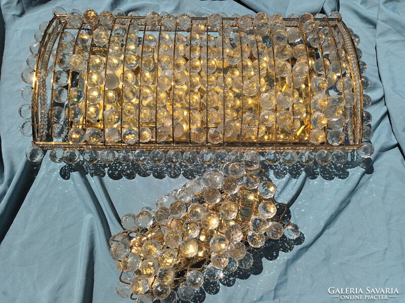 Chandelier/lamp decorated with huge swarovski crystal balls + 1 wall chandelier