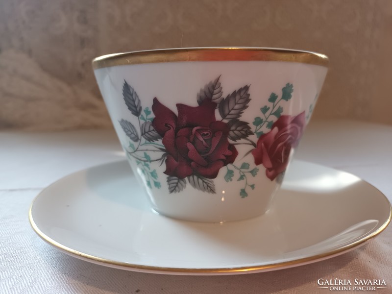 For sale, beautiful old porcelain Epiag painted floral sugar bowl, saucer, with its own base!
