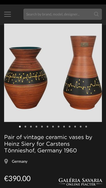 Kerámia váza / Carstens Tönnieshof / német manufaktúra munkája, 1970 körül.
