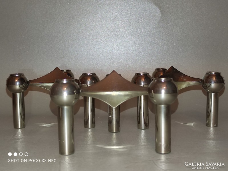 Mid century ceasar stoffi & fritz nagel bmf chrome metal design candle holder 3 pcs 1960s