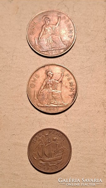 II. Elizabeth 1 penny 1963, 1966. Half penny 1960