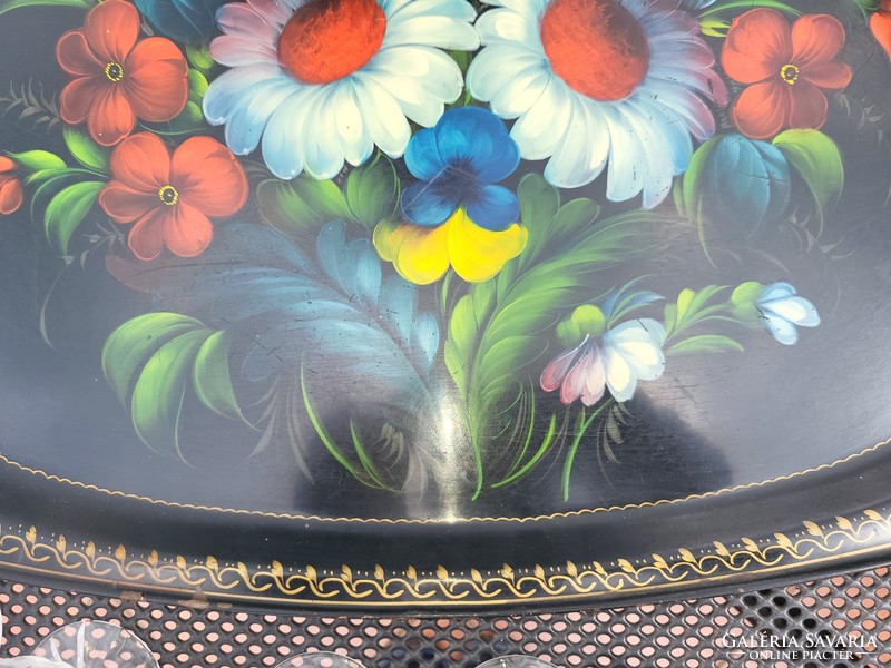 Huge hand-painted marked Soviet metal tray, hand painted, 59x46 cm