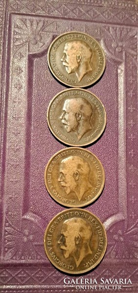 George V 1 penny 1911, 1917, 1912, 1919.