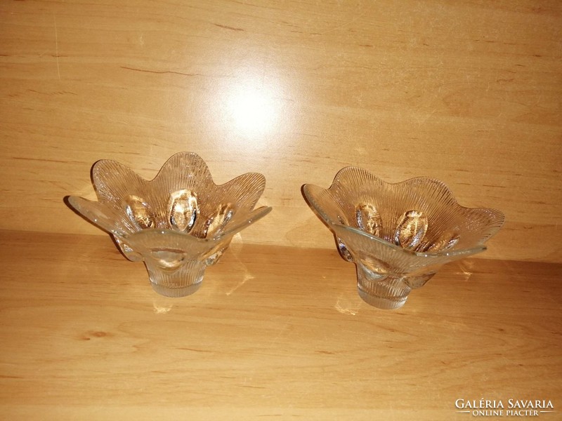 Pair of retro glass bowl candle holders - dia. 12-13 cm (31/d)