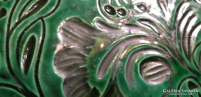 Korond zöld vésett madaras fali tányér 31 cm