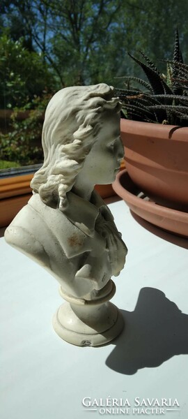 Decorative, small-sized, man-made stone bust