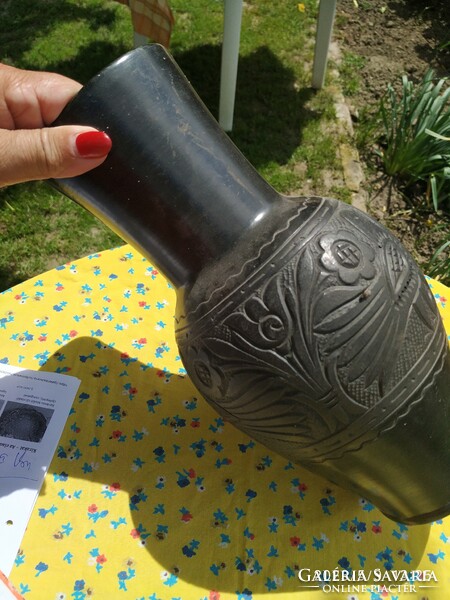 Korondi, black ceramic vase for sale! 32 cm vase